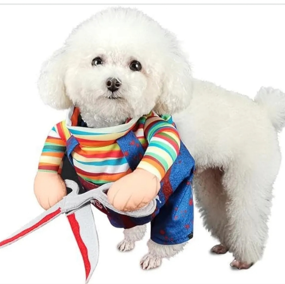 Colorful Striped Dog Costume Chucky Halloween 🎃